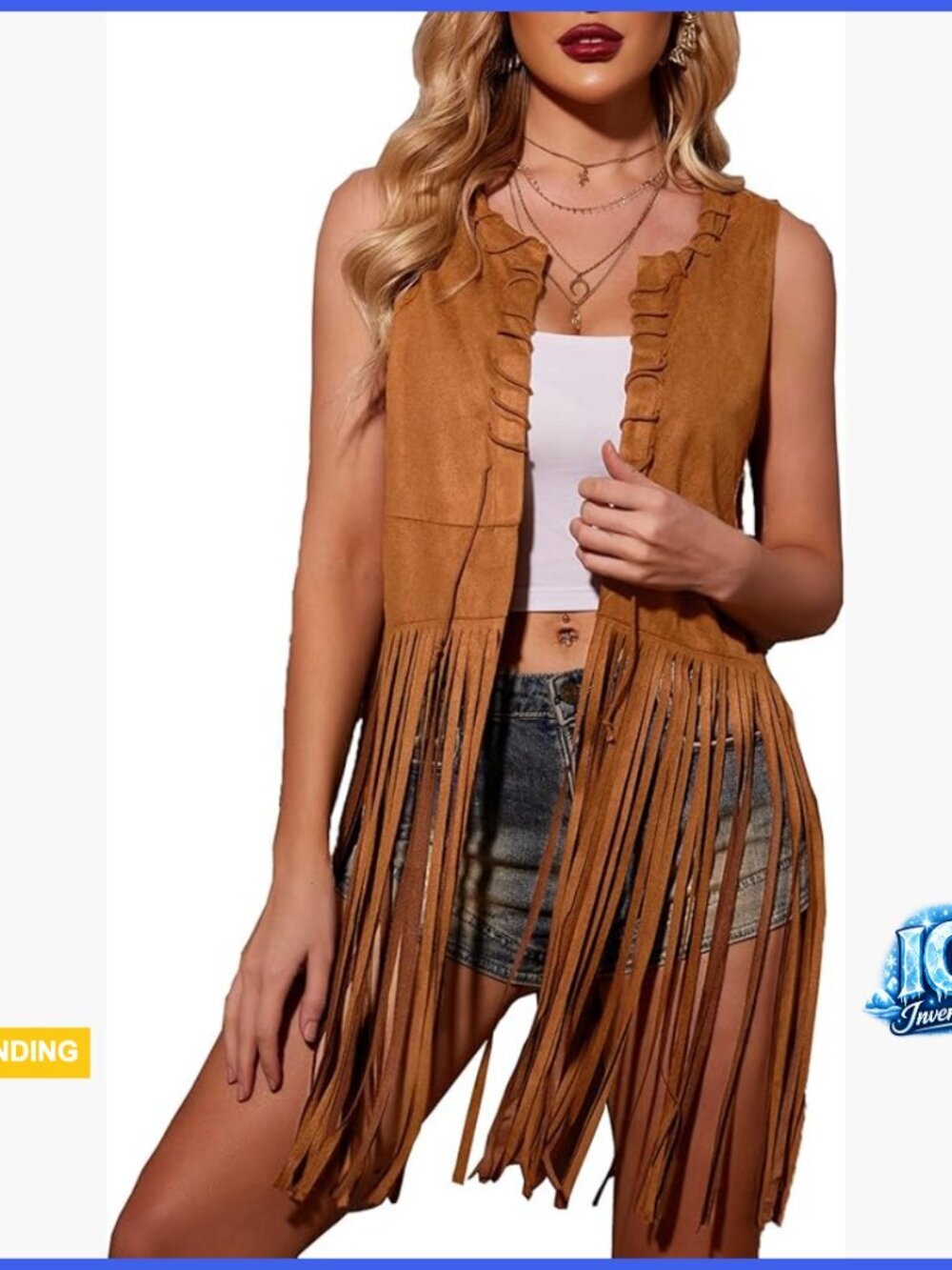 Faux Suede Fringe Vest Sleeveless Tassel Cardigan Western Tops